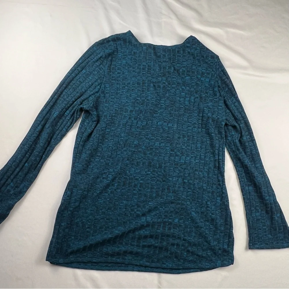 Chenault - Women’s Lightweight Sweater - M - Med Blue -Criss Cross Front -V Neck